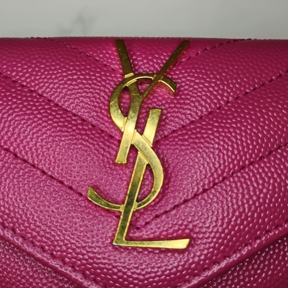 YSL Compact Wallet - Pink Yves Saint Laurent Leather w/GHW - Picture 2 of 15